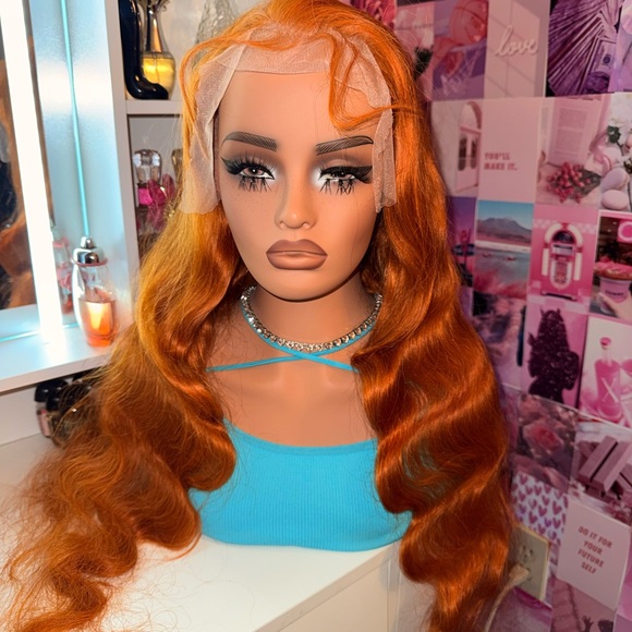 36” Copper Ginger Body Wave Human Hair Wig13x6 HD LaceGlueless Ready